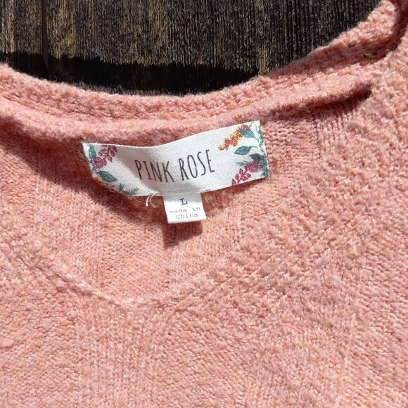 Pink Rose Heather Dolman Sleeve V Neck Blouse Summer Sweater‎ Oversize Size LG - Picture 5 of 6
